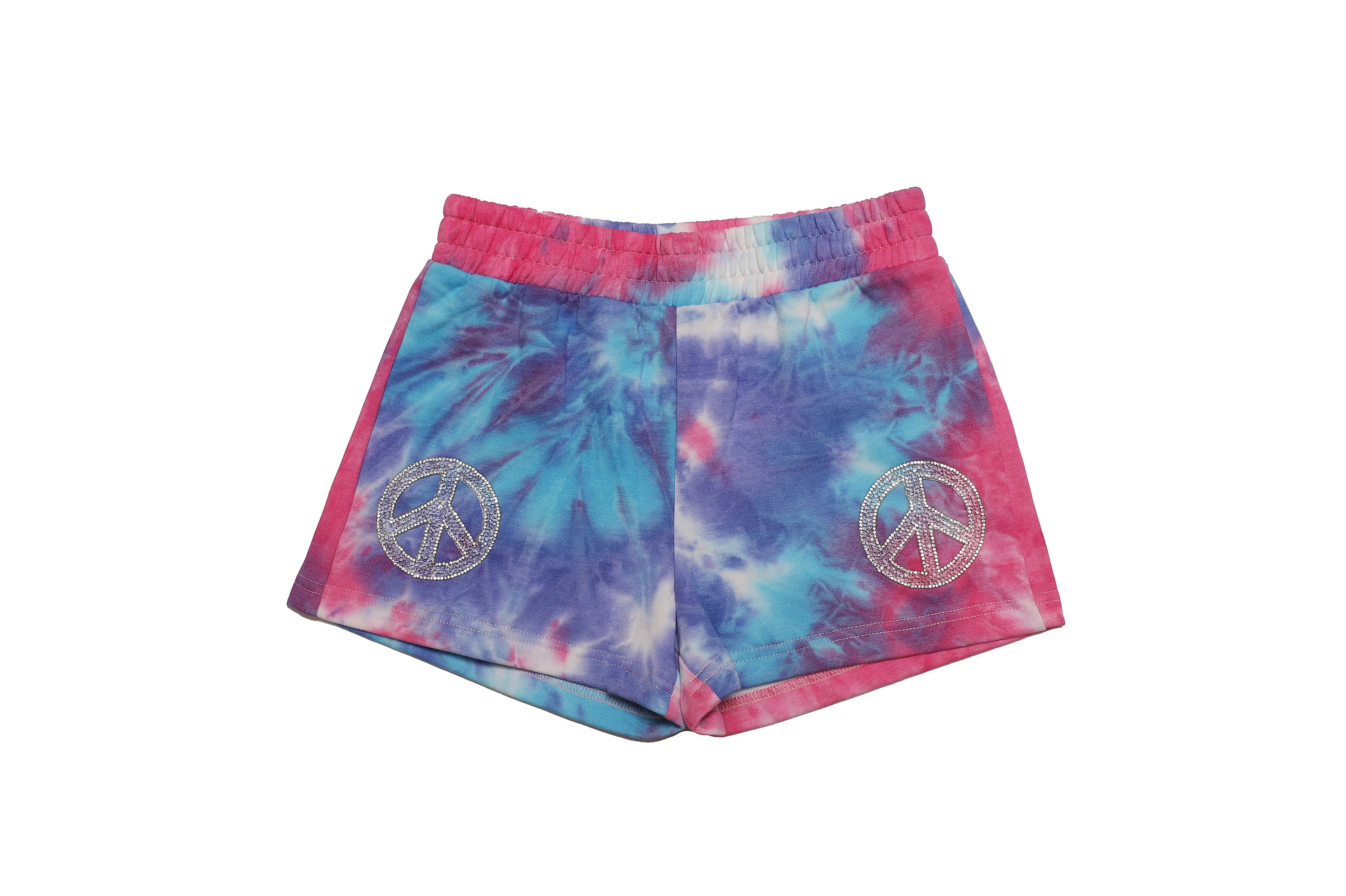Blue Tie-Dye Peace Sign Shorts