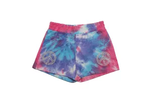 Blue Tie-Dye Peace Sign Shorts
