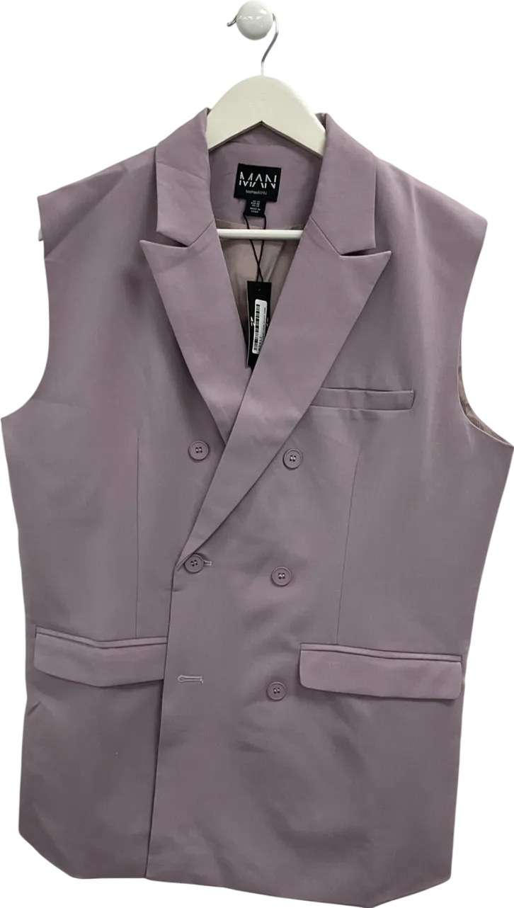 boohooMan Purple Relaxed Fit Sleeveless Suit Jacket UK 38" CHEST