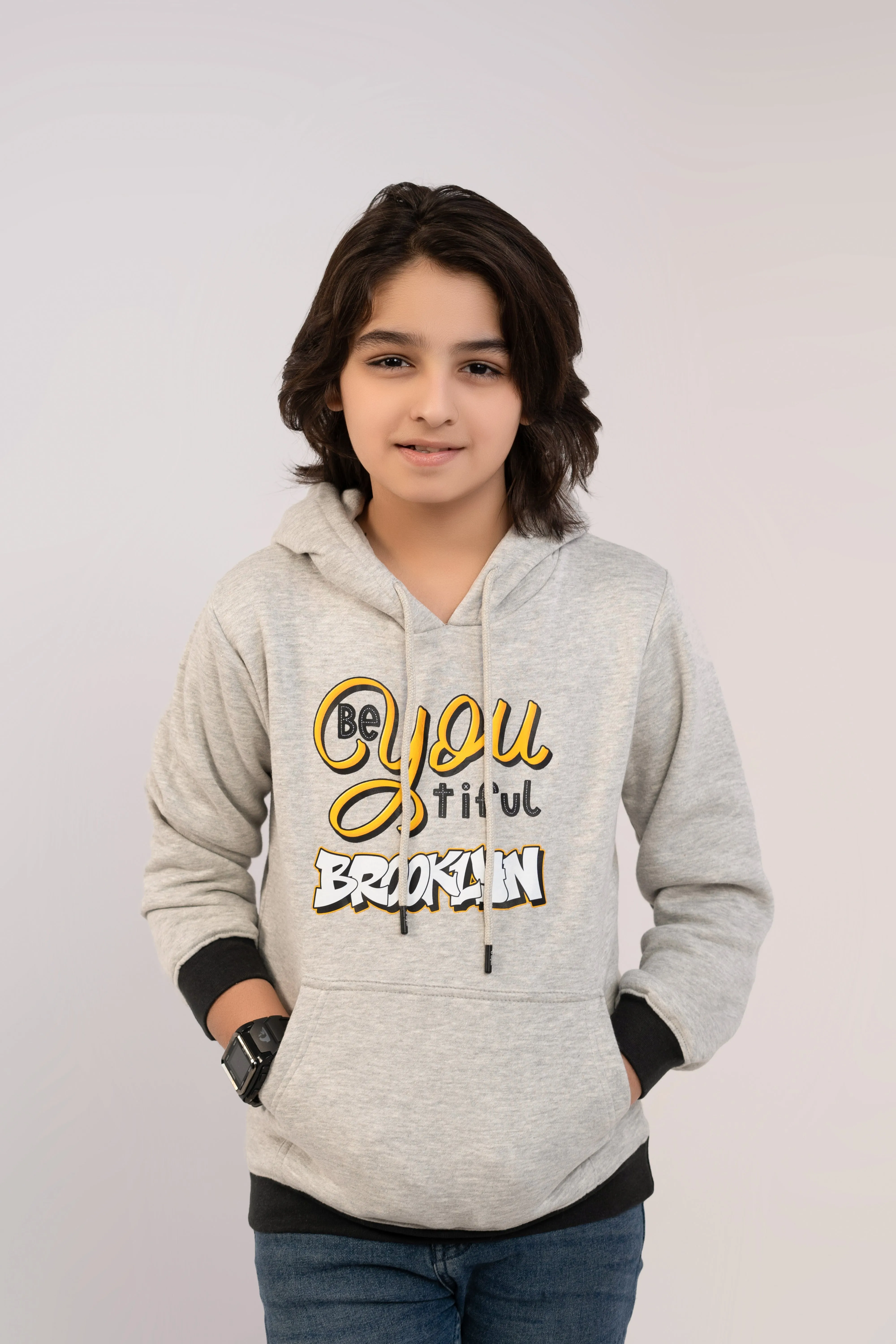 Boys Hoodies Printing Grey