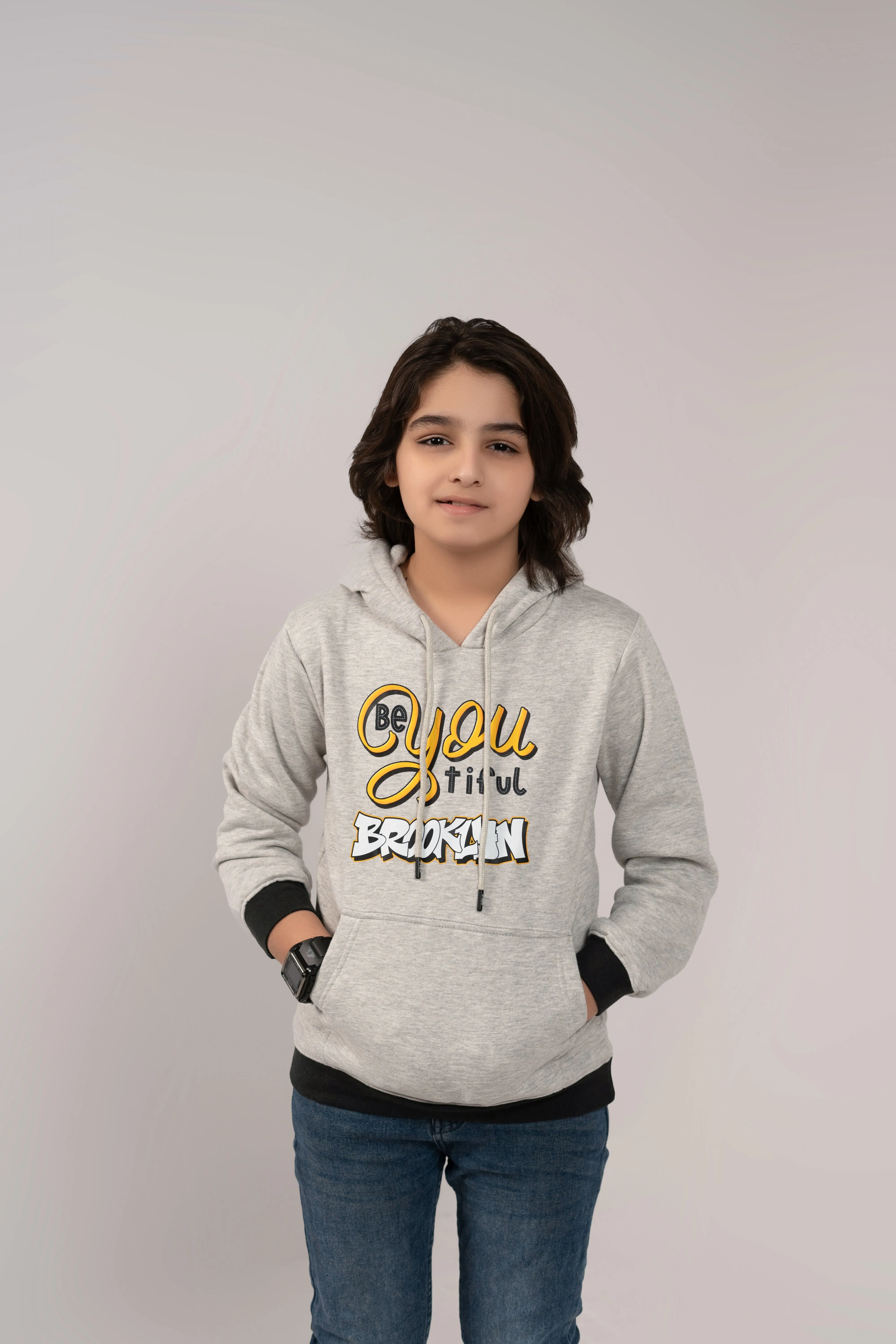 Boys Hoodies Printing Grey