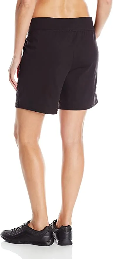 Brand new Hanes Women's Jersey Short, Black, Sz L! Combines the cotton jersey fabric you love with an adjustable draw cord waist for perfect fit.