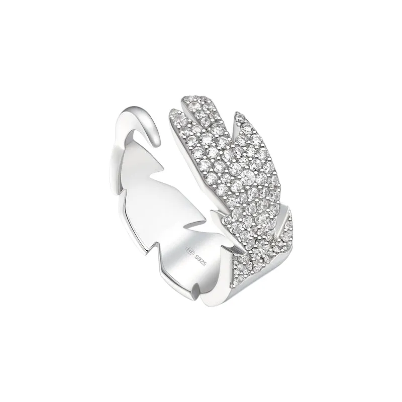 Bright Star Quill Silver Open Ring