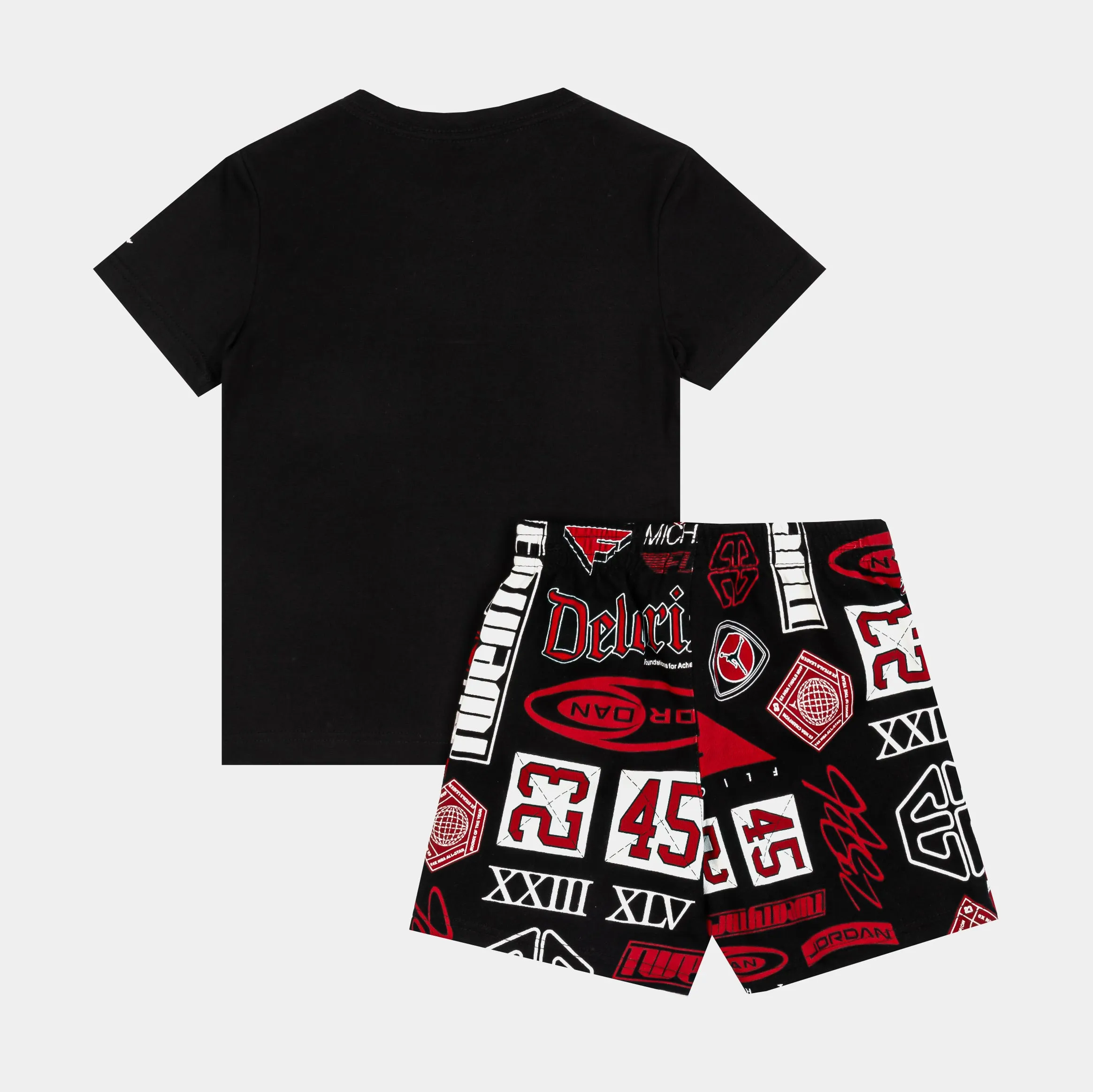 Brooklyn All Over Print Short Preschool Set (Black/Red)