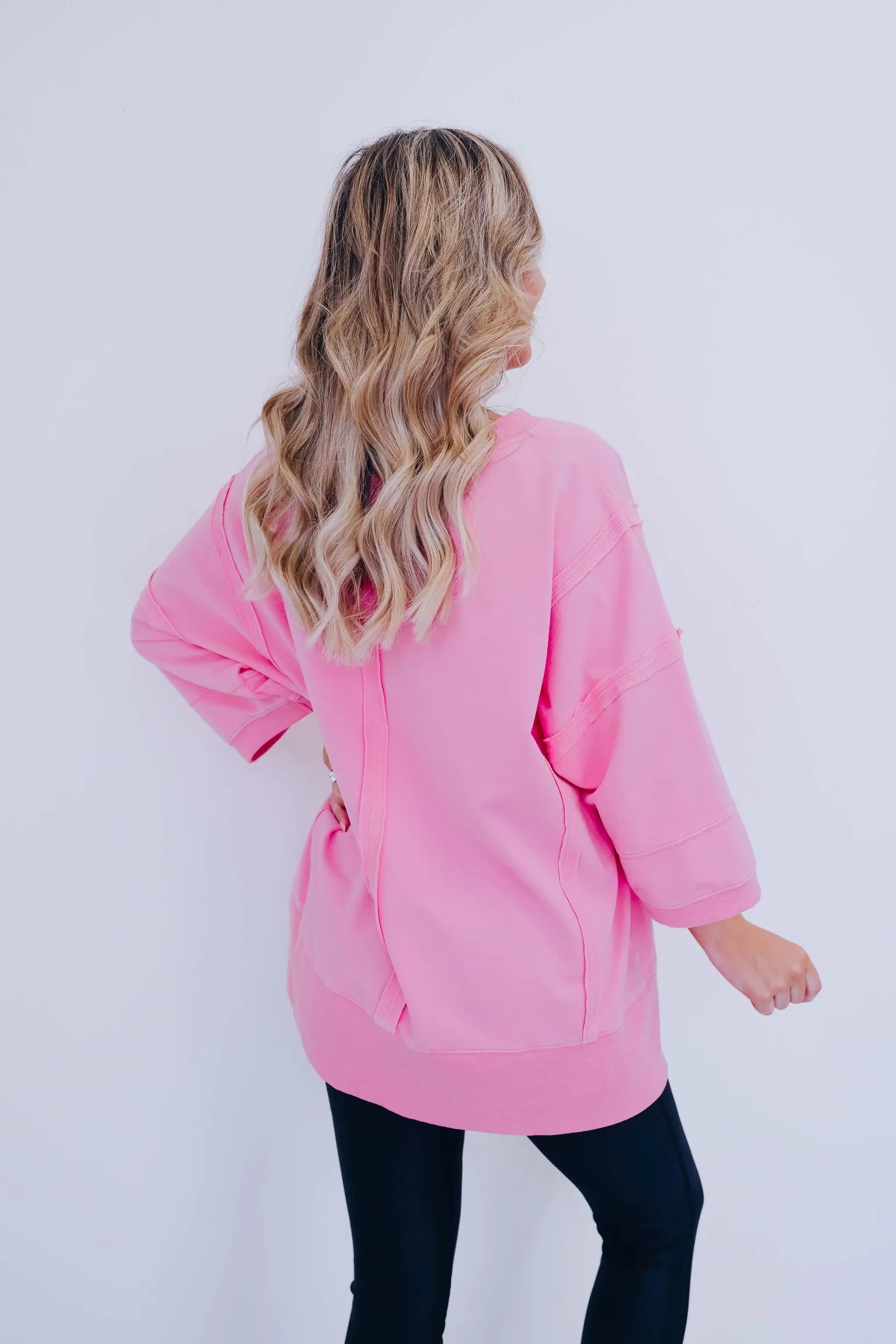 Brooks Bleach Washed V-Neck Top - Light Pink