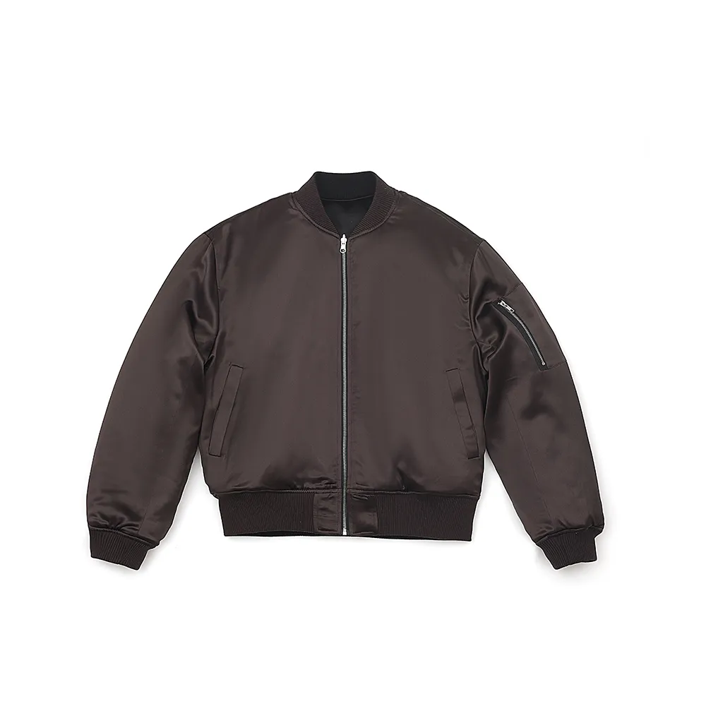 Brown Acetate Bomber Jacket