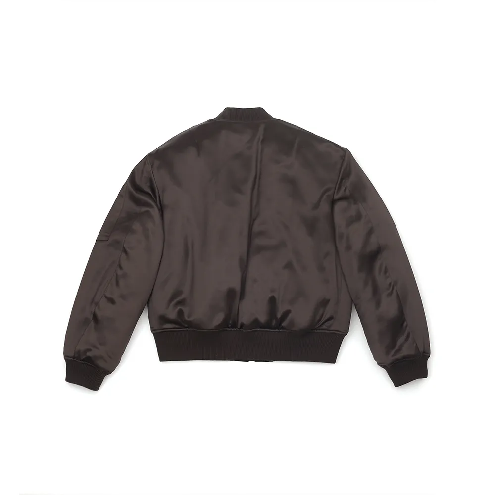 Brown Acetate Bomber Jacket
