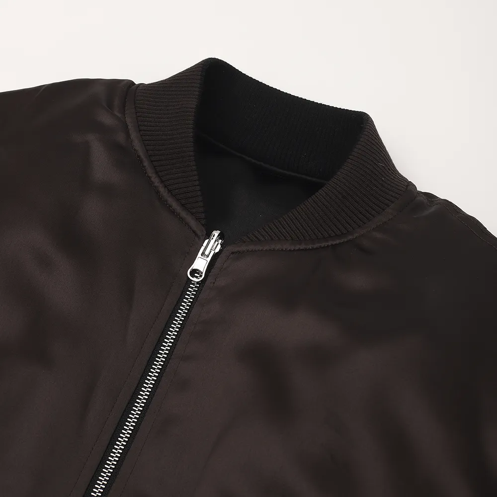 Brown Acetate Bomber Jacket