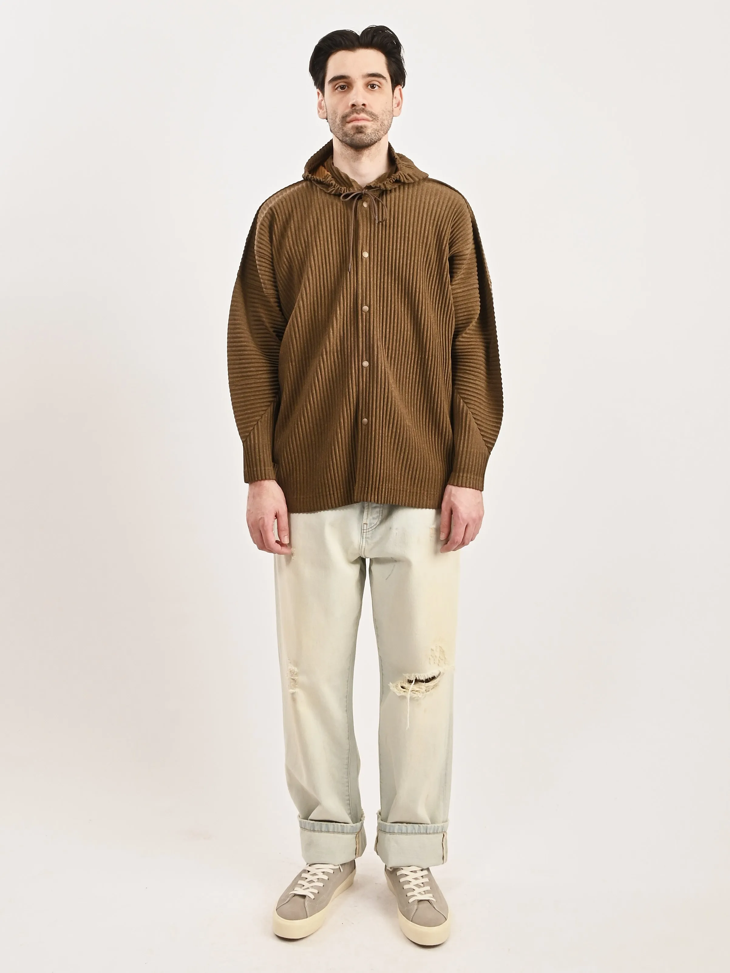 Brown Heather Pleats Jacket