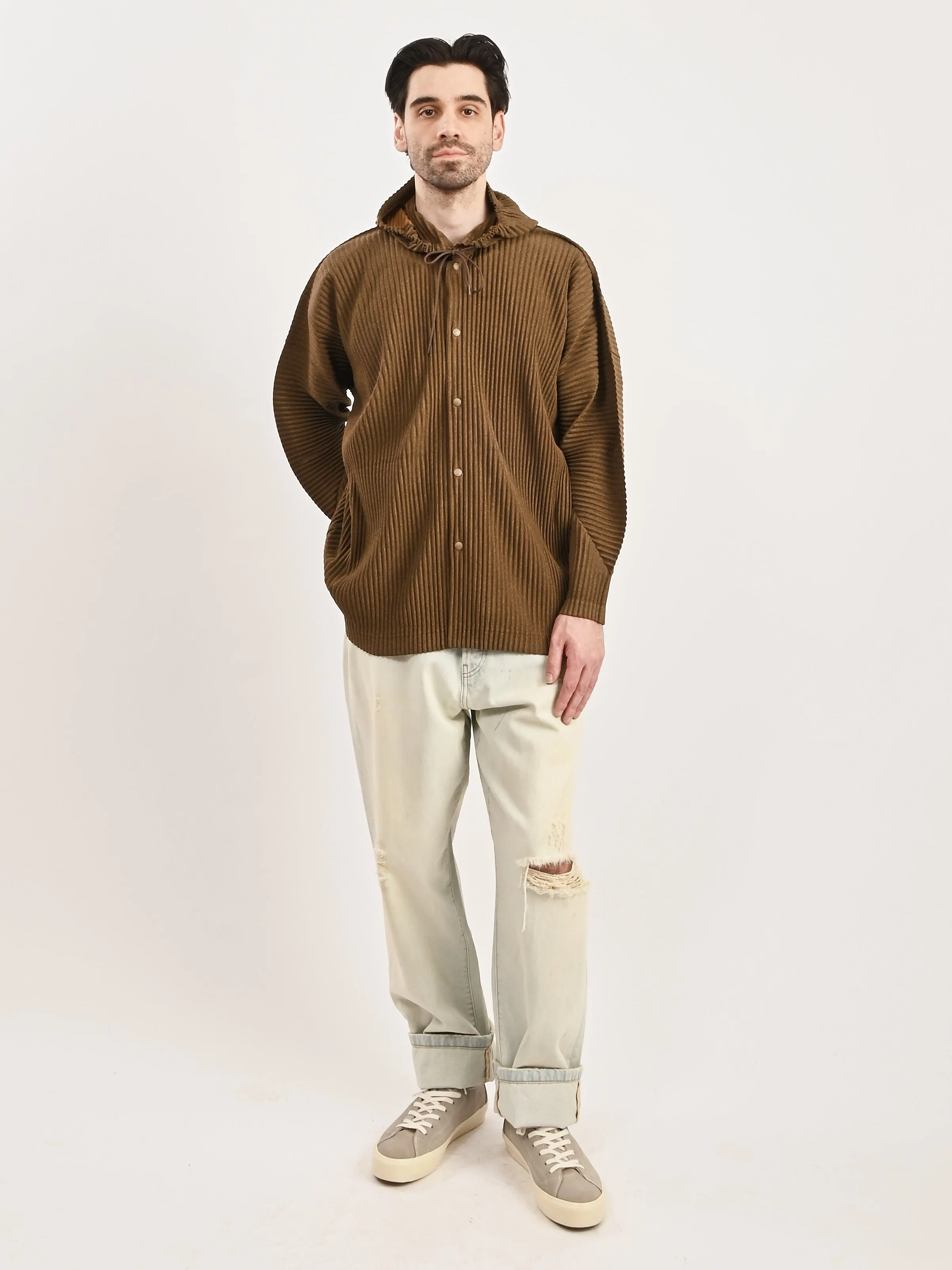 Brown Heather Pleats Jacket