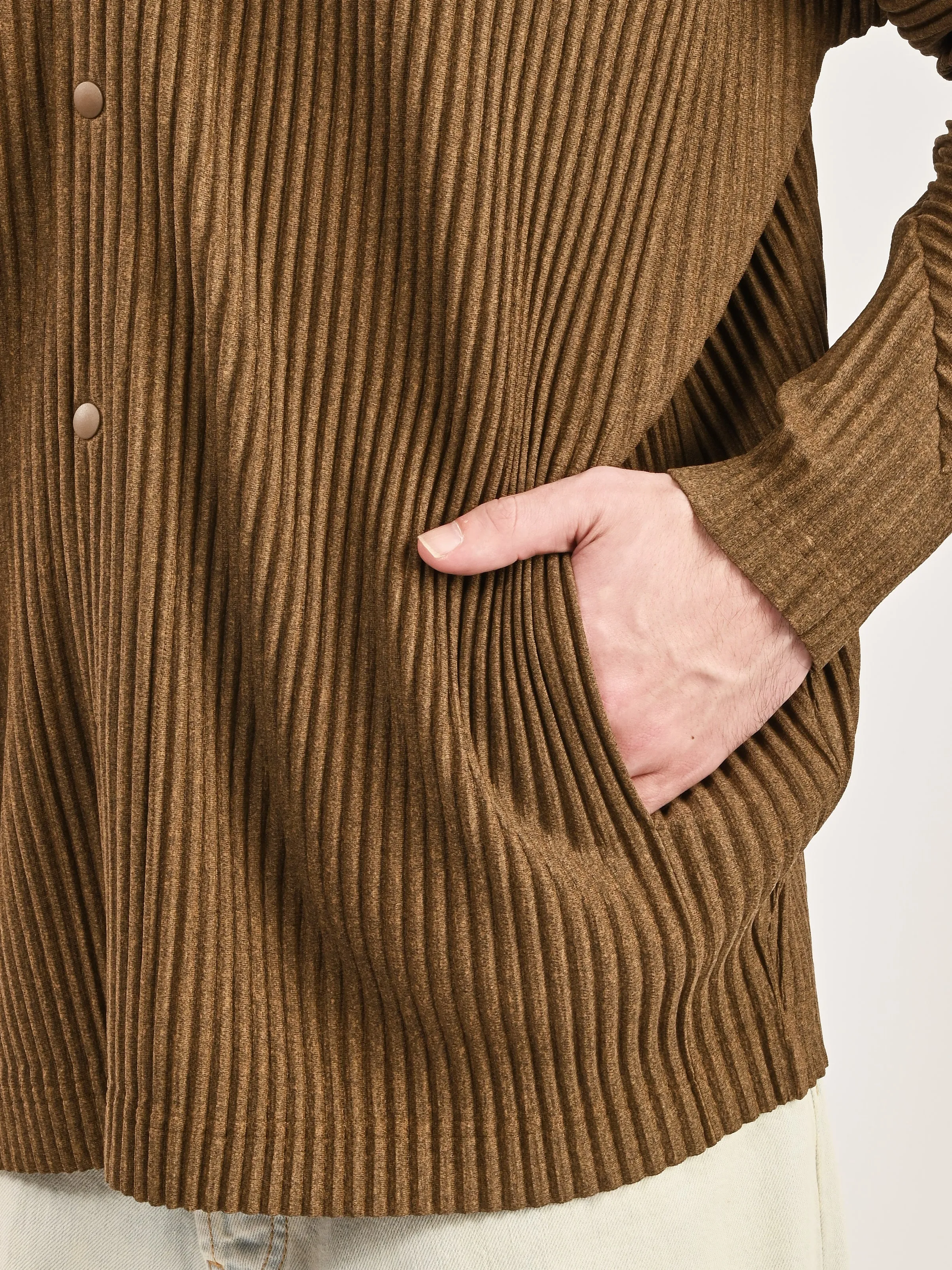 Brown Heather Pleats Jacket