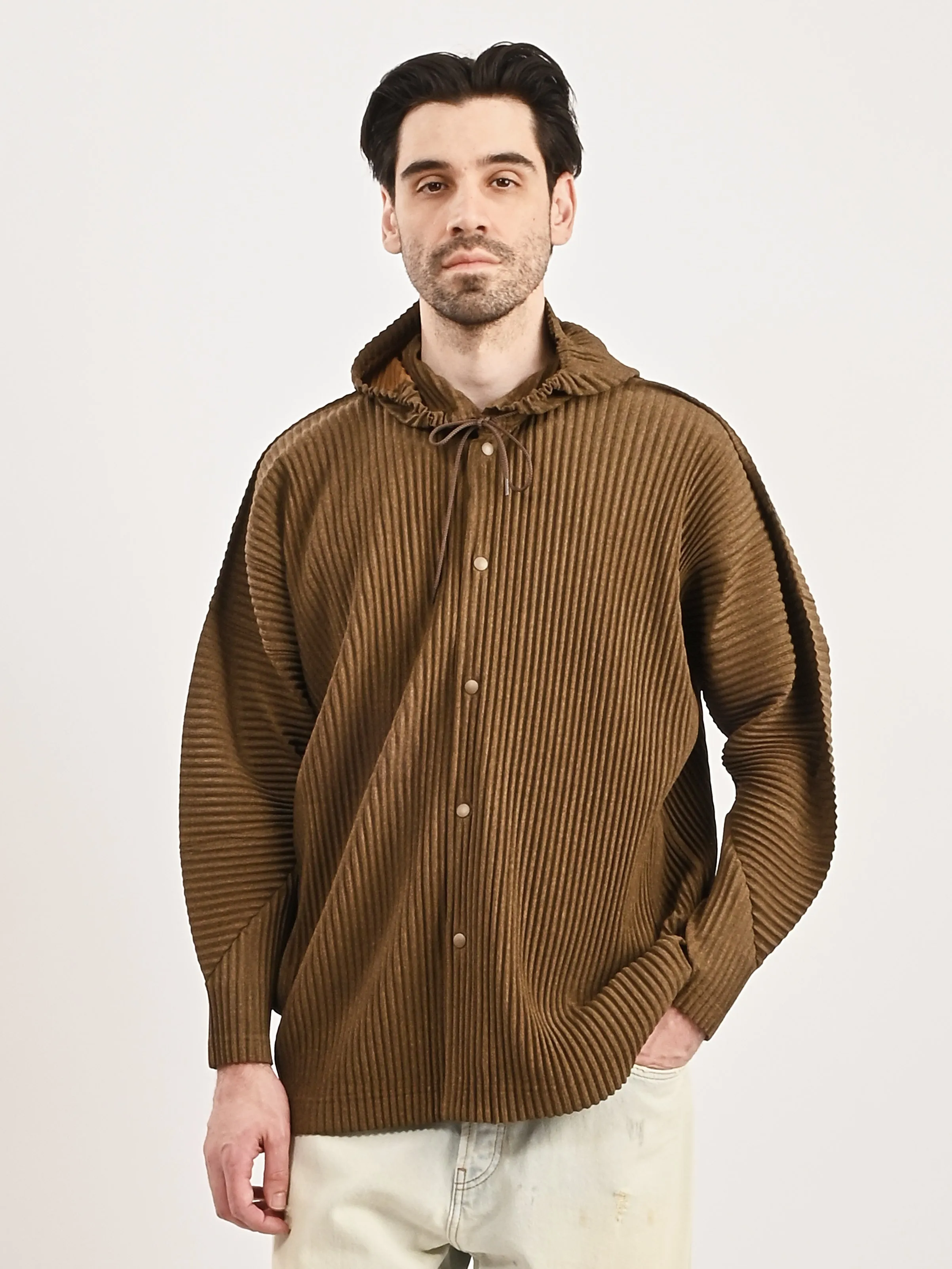 Brown Heather Pleats Jacket