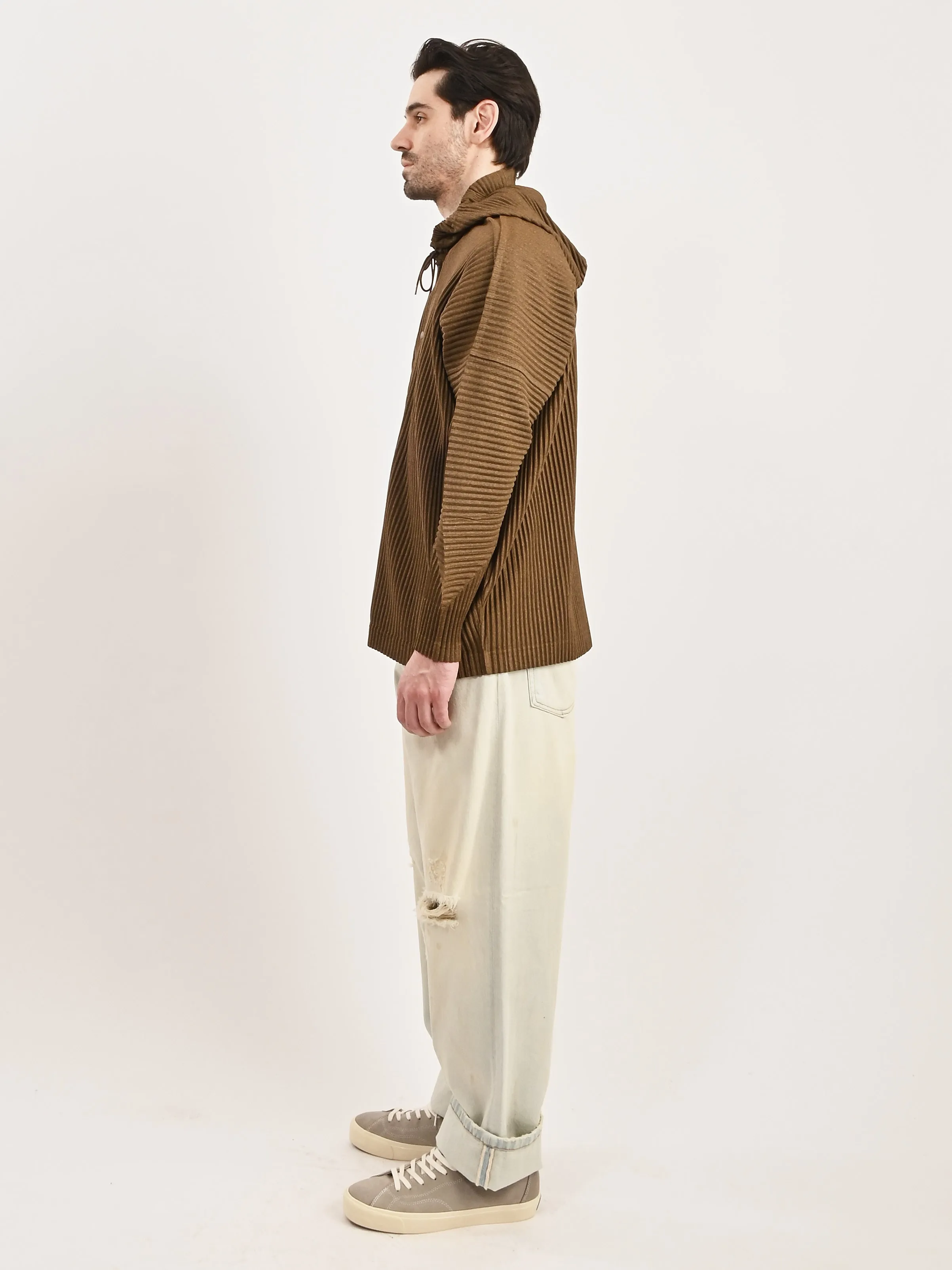Brown Heather Pleats Jacket