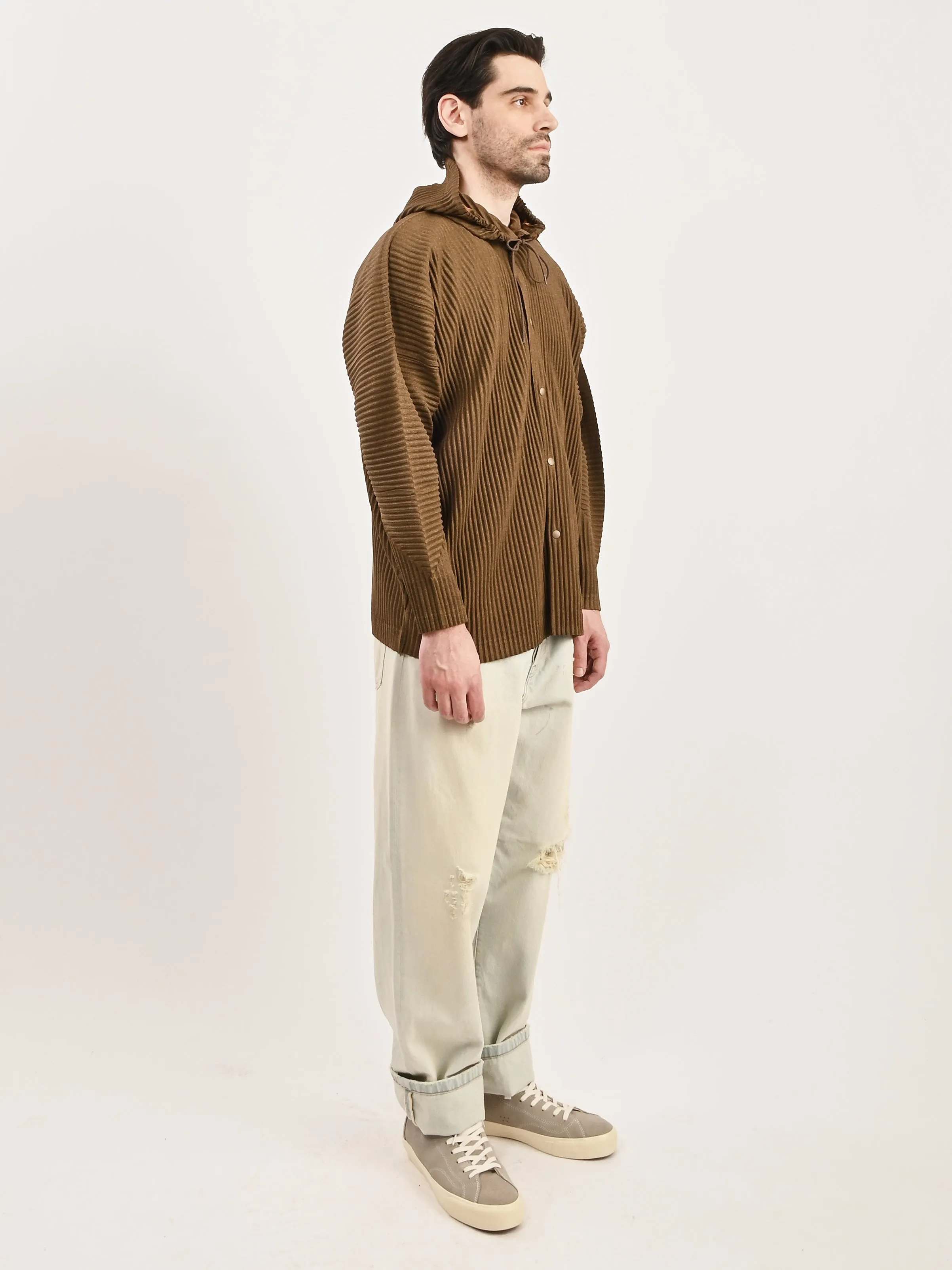 Brown Heather Pleats Jacket