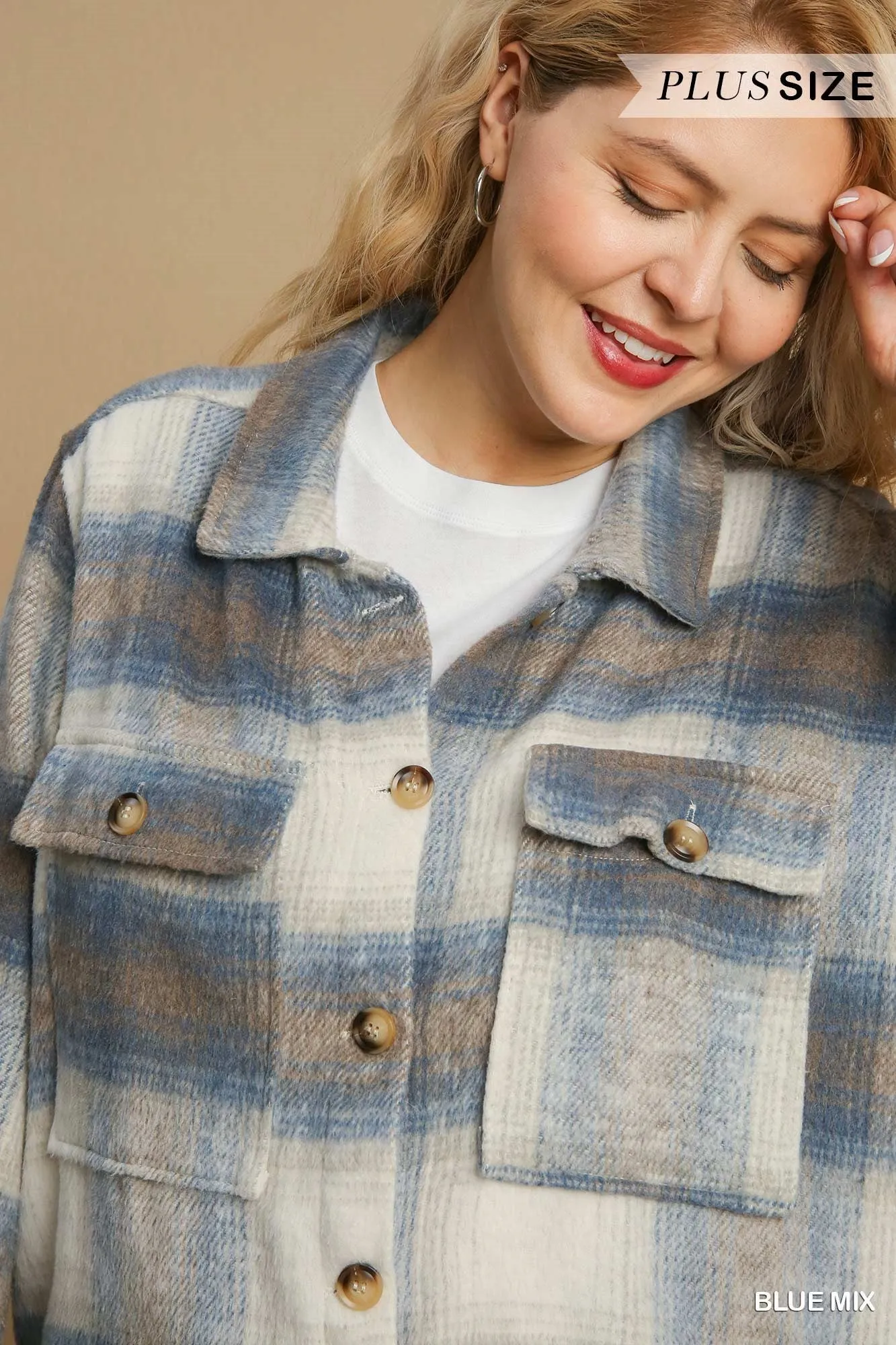 BRUSHED TWILL PLAID CROPPED JACKET
