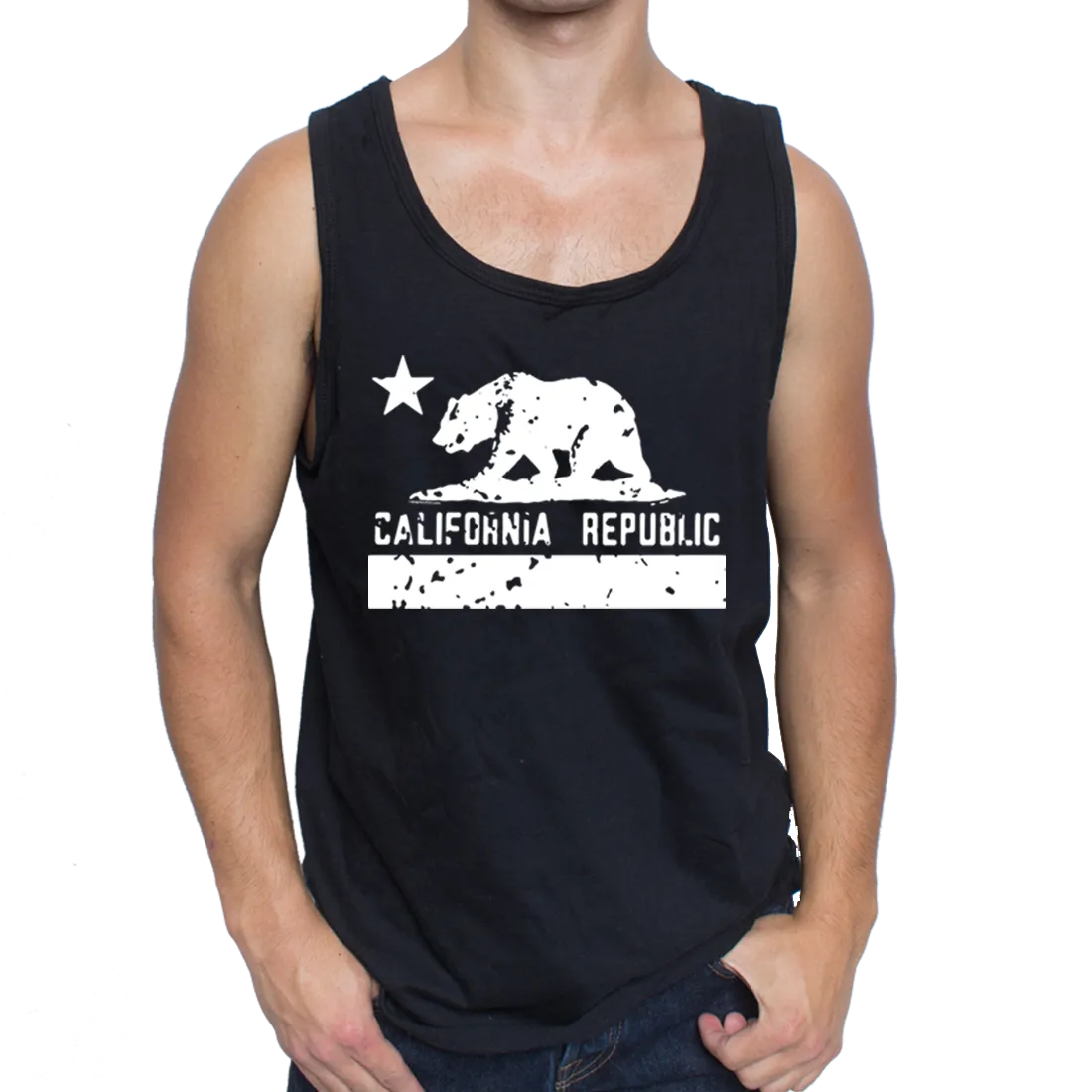 California Republic White Silhouette Men's Tank Top
