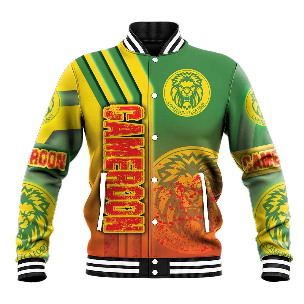 Cameroon Soccer Baseball Jacket Indomitable Lions Football - Road To Champion DT03