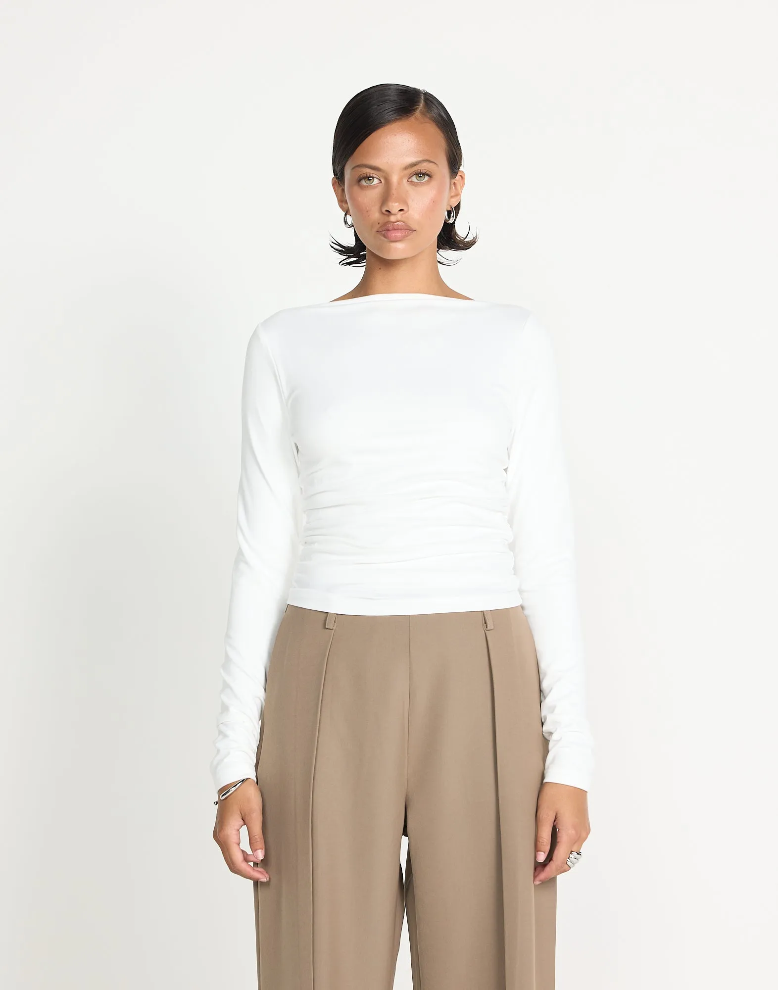 Caprice Long Sleeve Top (White)