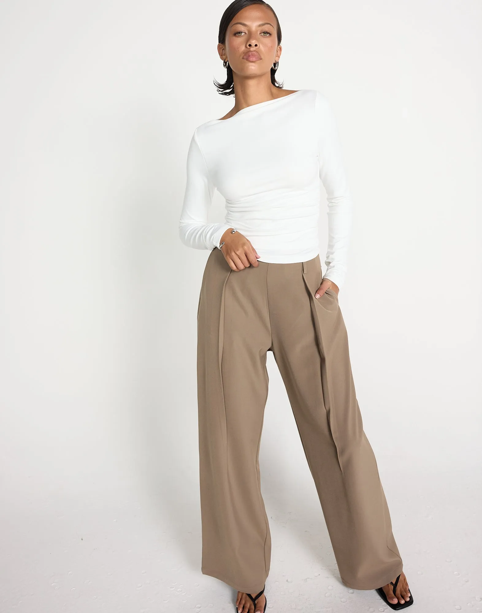 Caprice Long Sleeve Top (White)