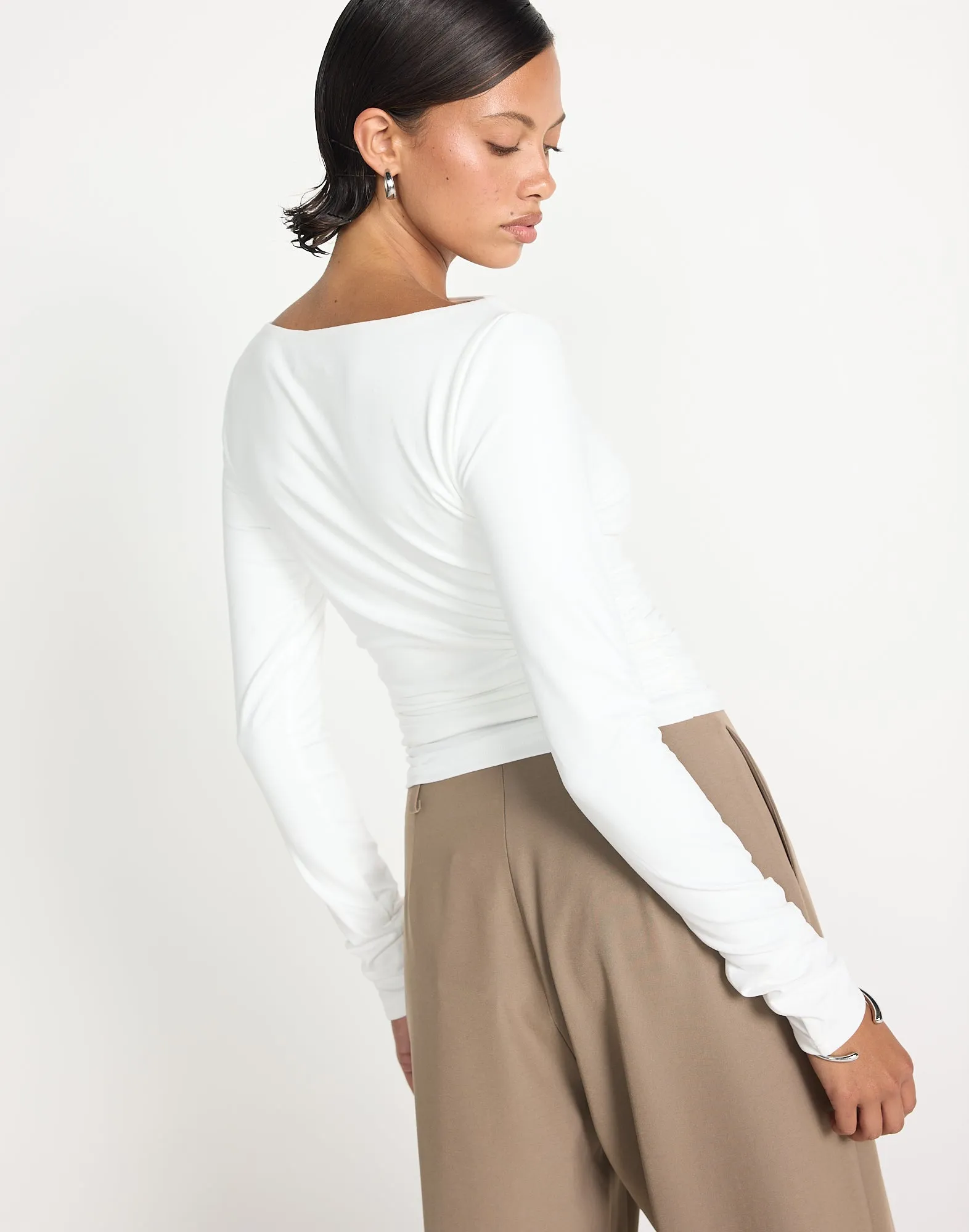 Caprice Long Sleeve Top (White)
