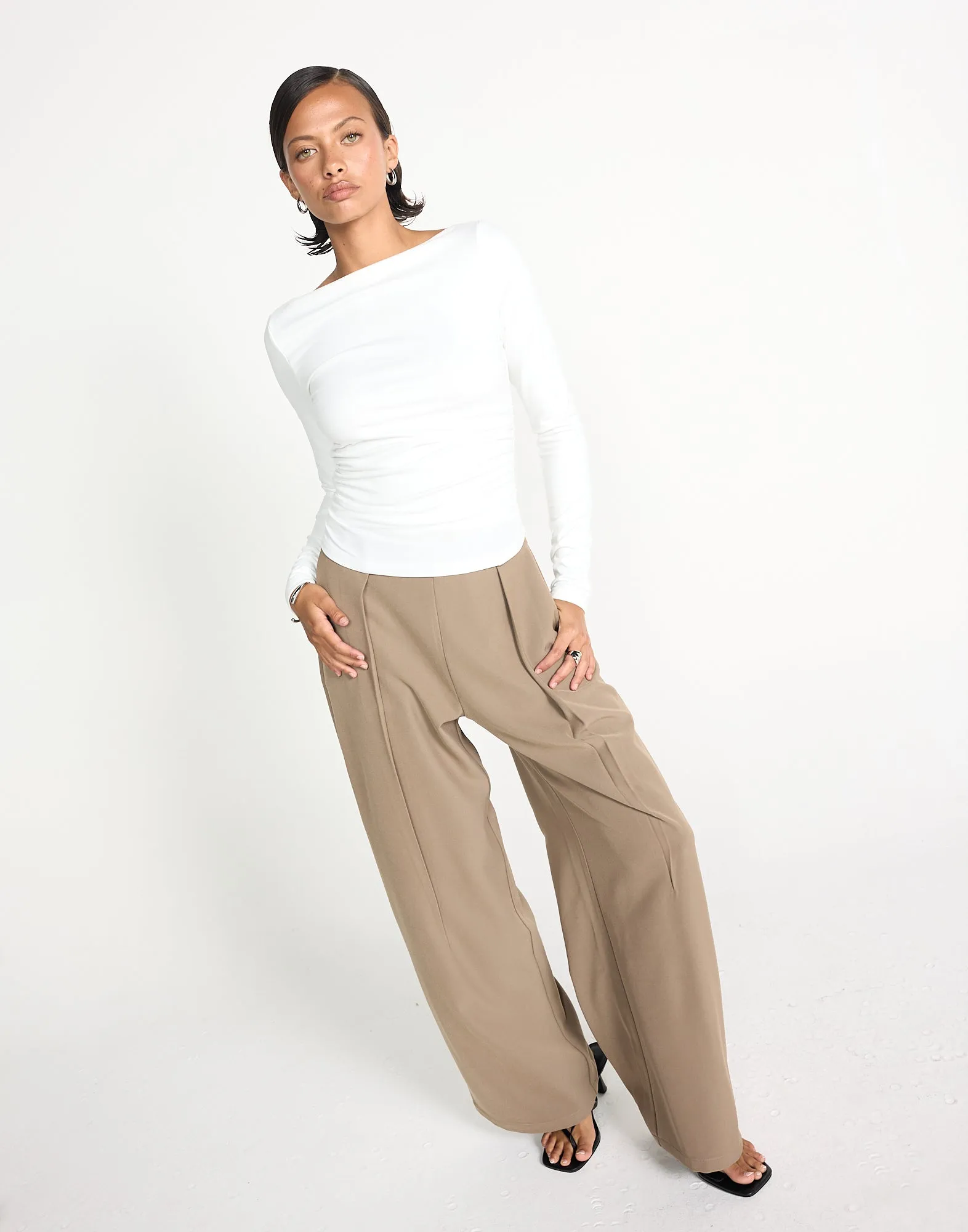 Caprice Long Sleeve Top (White)