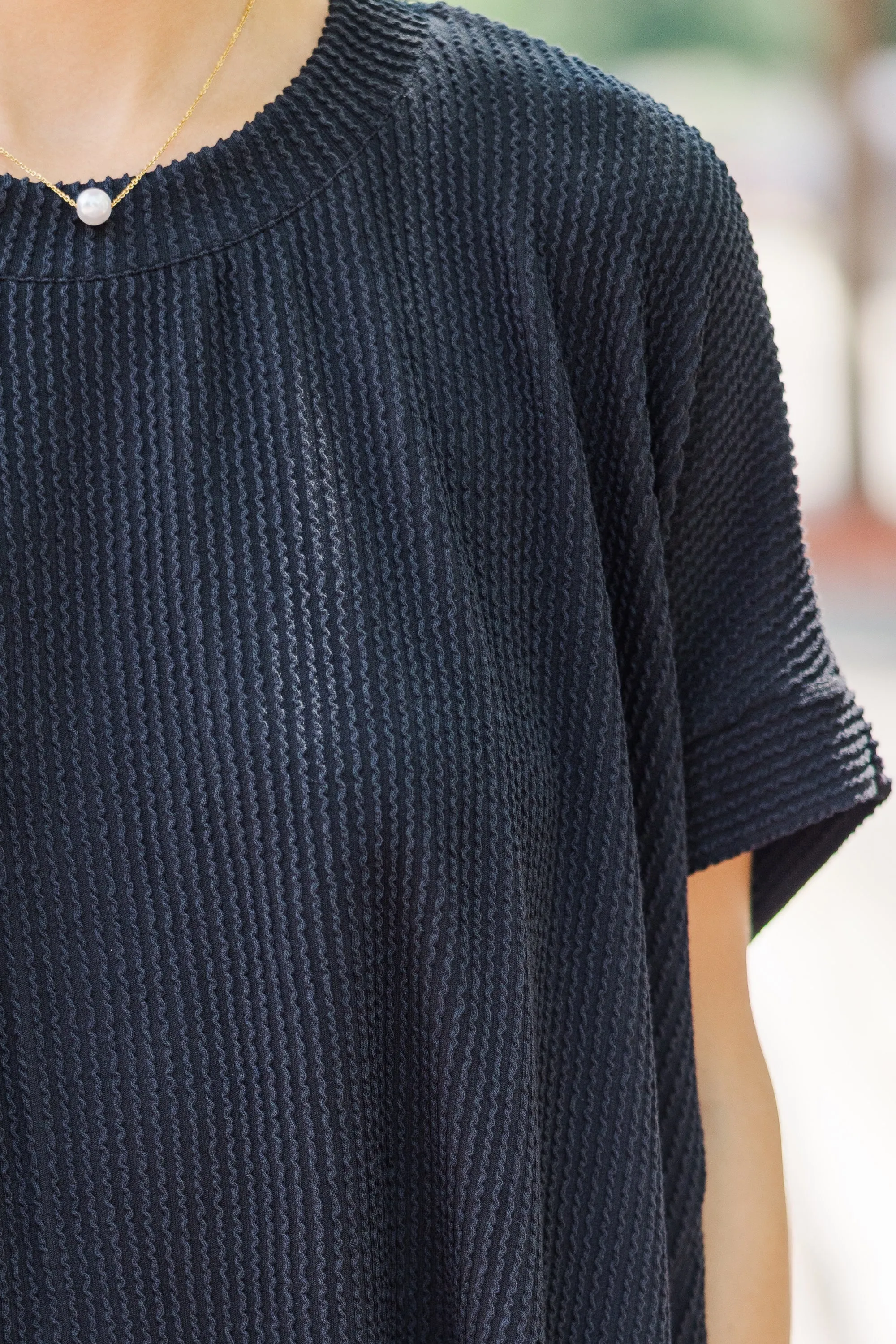Catch On Black Ribbed Top