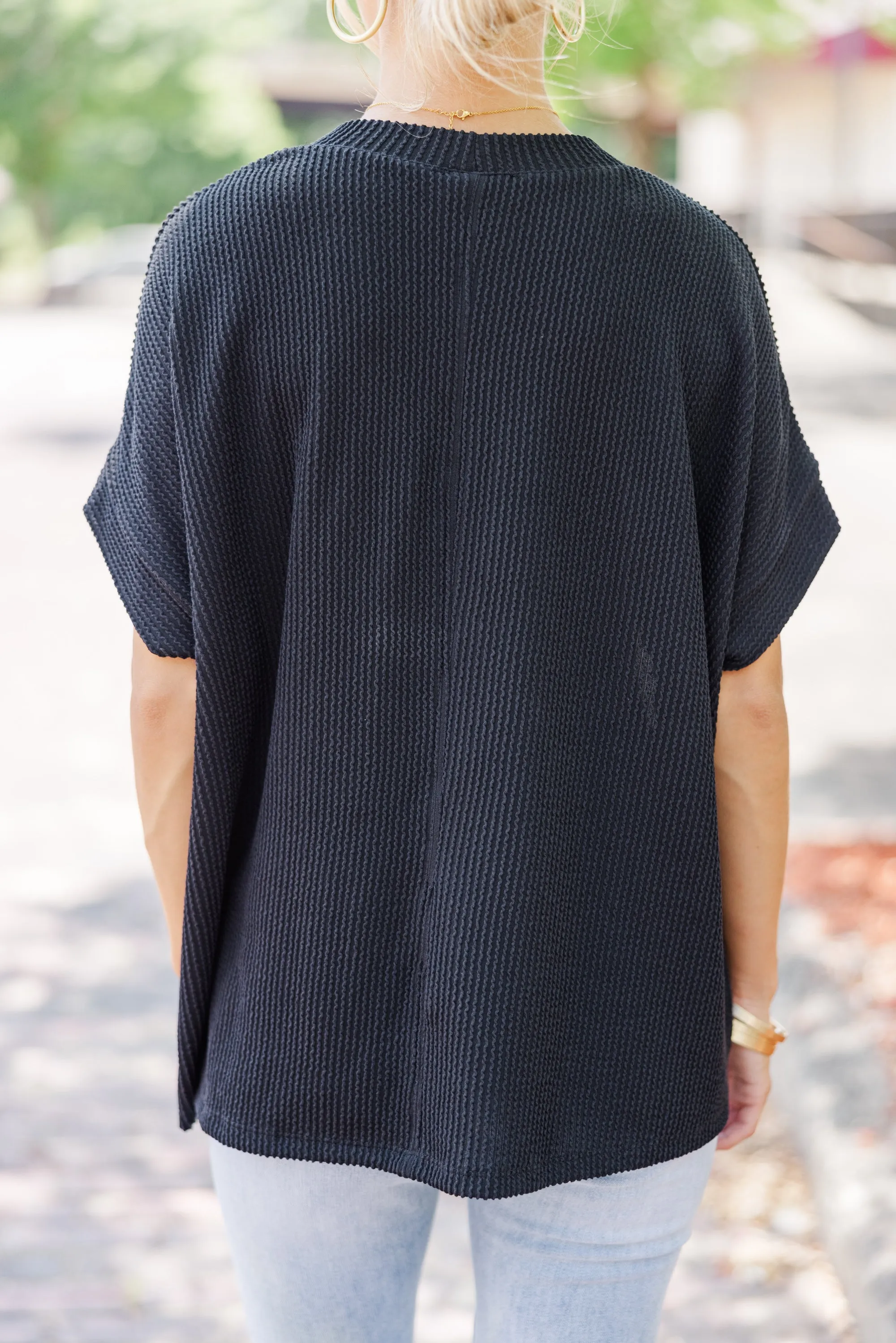 Catch On Black Ribbed Top
