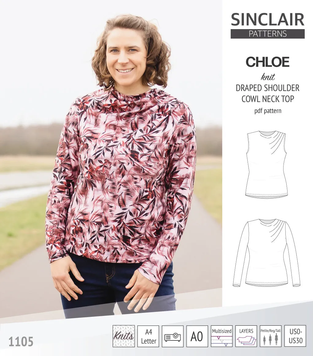 Chloe draped shoulder top with a high cowl neck (PDF)