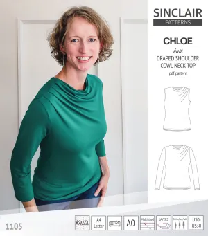 Chloe draped shoulder top with a high cowl neck (PDF)