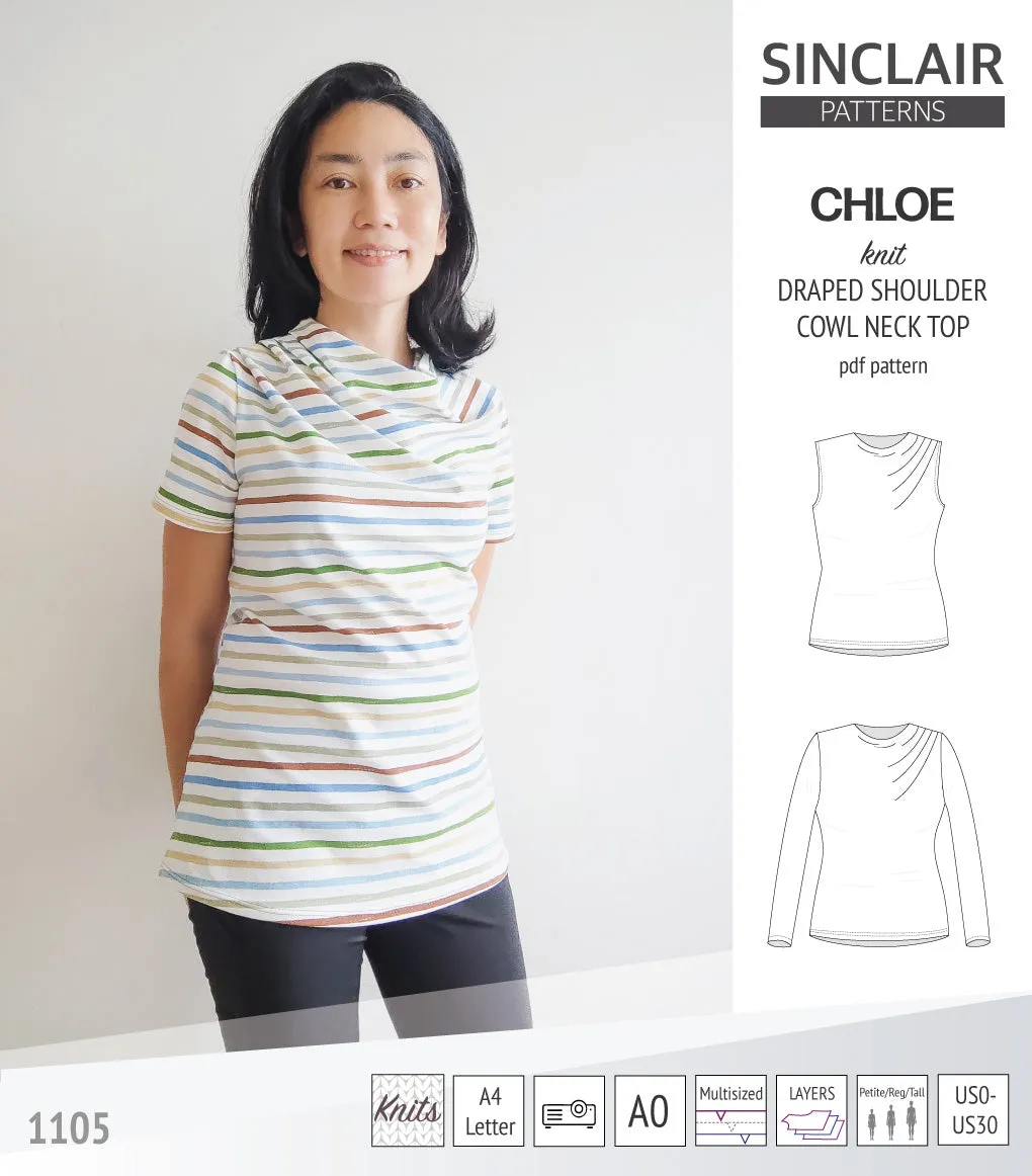 Chloe draped shoulder top with a high cowl neck (PDF)