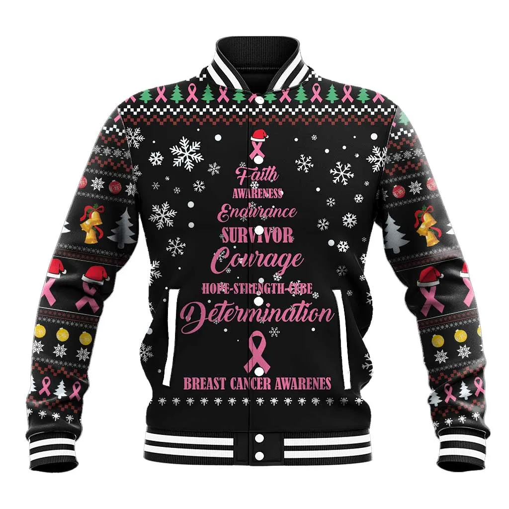 Christmas Tree Breast Cancer Afro Baseball Jacket Survivor African DT03