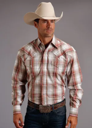 CL11-001-0478-5014 Red Mens L/S Shirt Stetson Sandstone Ombre
