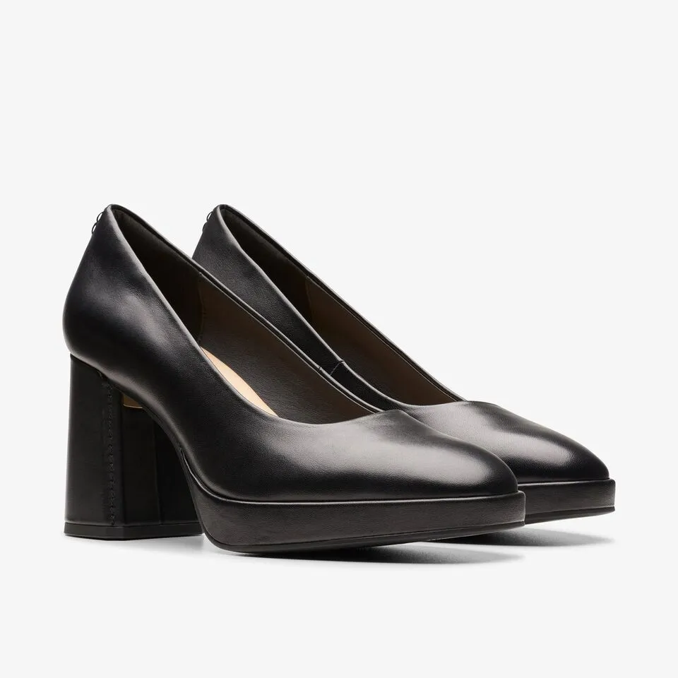 Clarks Women's Zoya85 Court Black Leather 26176363