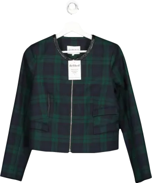 Claudie Pierlot Green Tartan Cropped Jacket UK 10