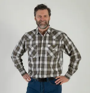CLI30D02-LT-Khaki MWG Mens L/S Snap Shirt -  Plaid