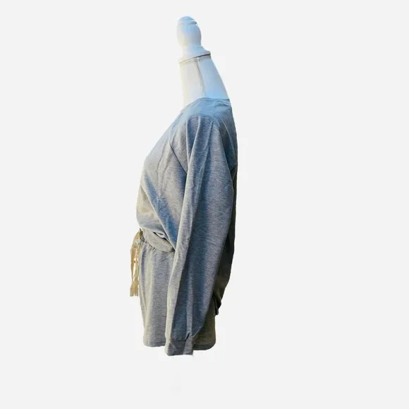Comfy Round Neck Loungewear Short Set Light Gray