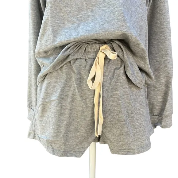Comfy Round Neck Loungewear Short Set Light Gray