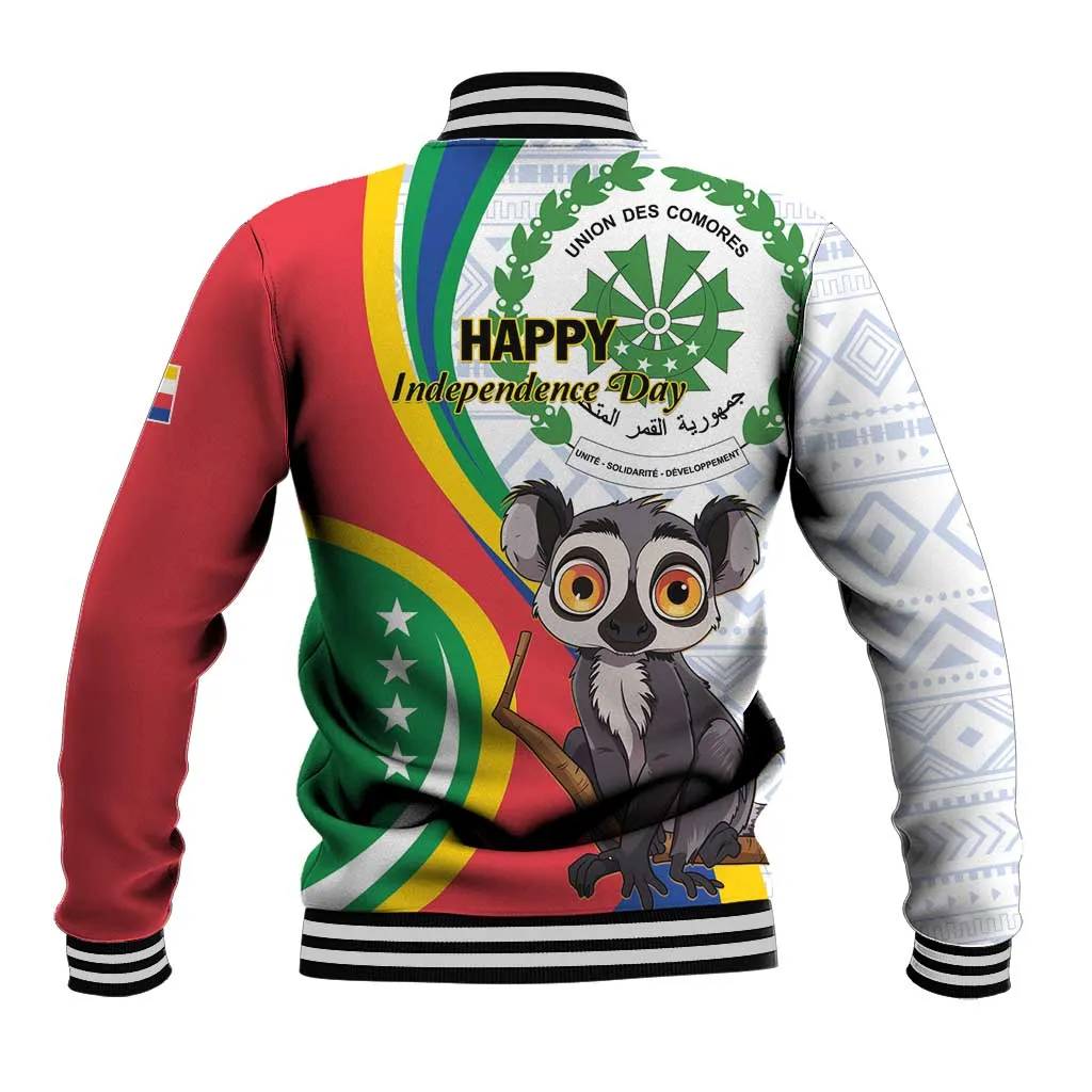 Comoros Baseball Jacket 1975 Komori Mongoose Lemur African Pattern LT01