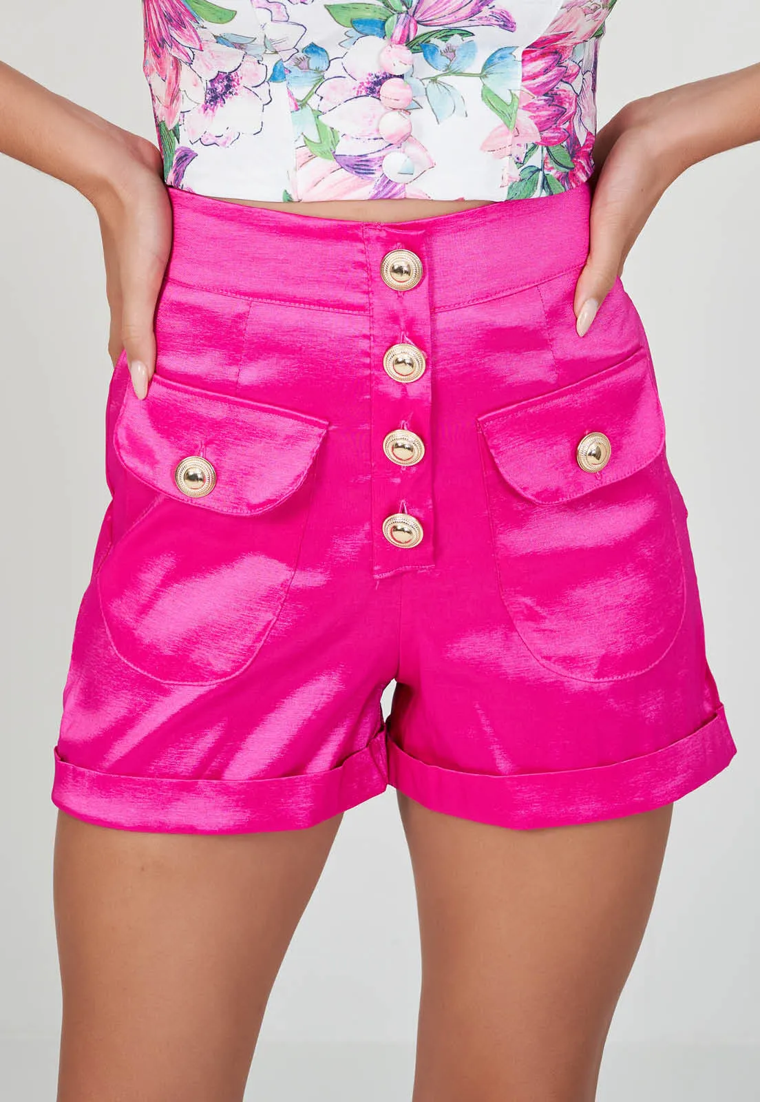 Conjunto cropped manga princesa e shorts pink💫