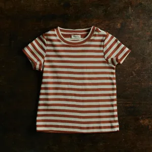 Cotton Andi Tee - Natural/Rust Stripe