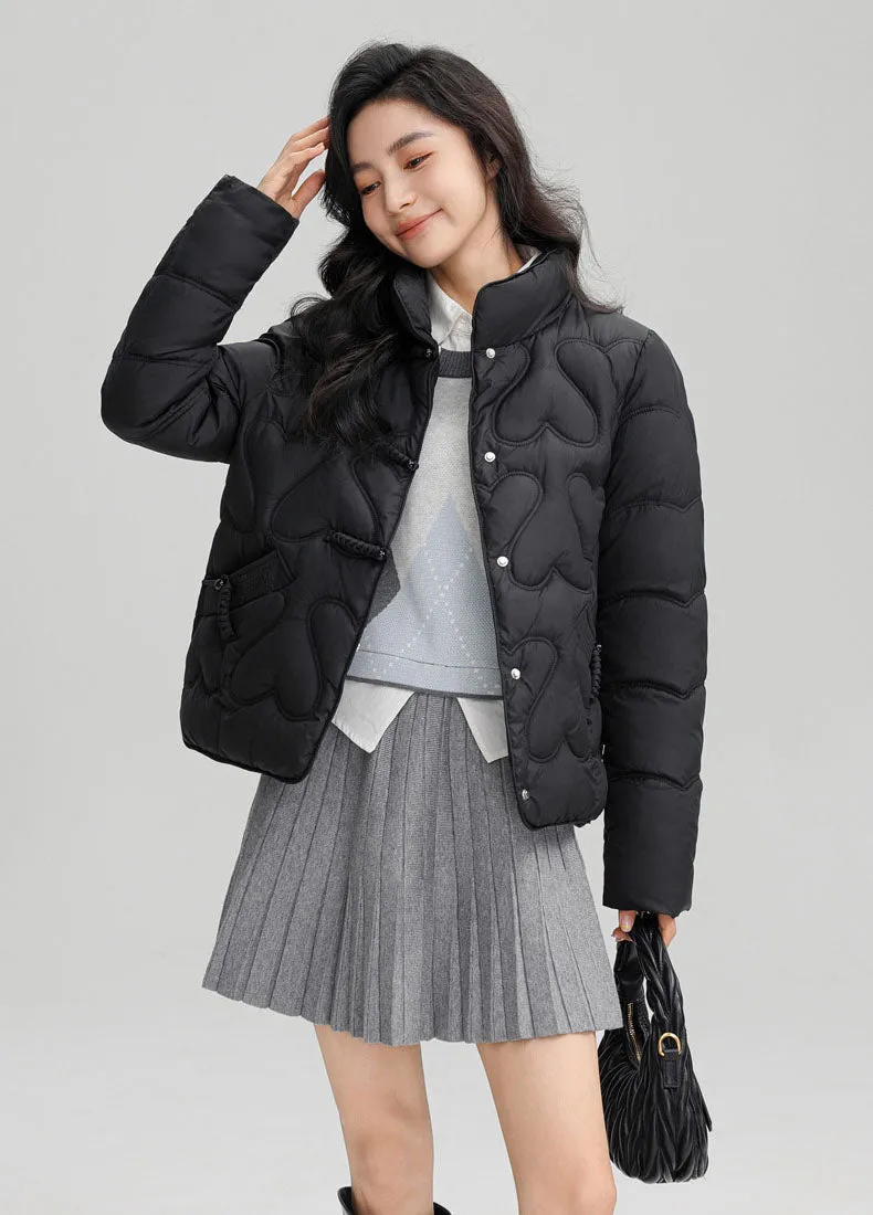 Cozy and Waterproof Cropped Puffer Jacket with Quilt Design