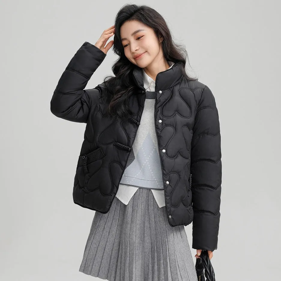 Cozy and Waterproof Cropped Puffer Jacket with Quilt Design