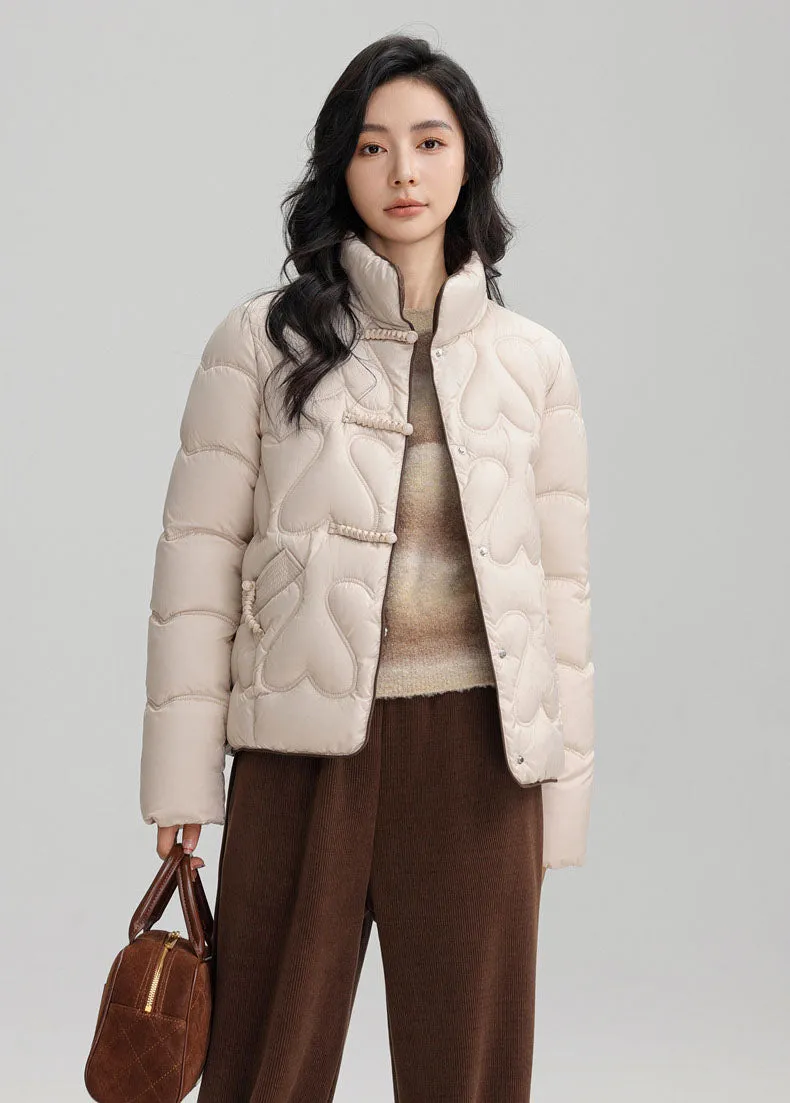 Cozy and Waterproof Cropped Puffer Jacket with Quilt Design