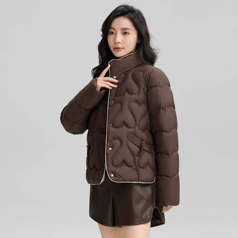 Cozy and Waterproof Cropped Puffer Jacket with Quilt Design