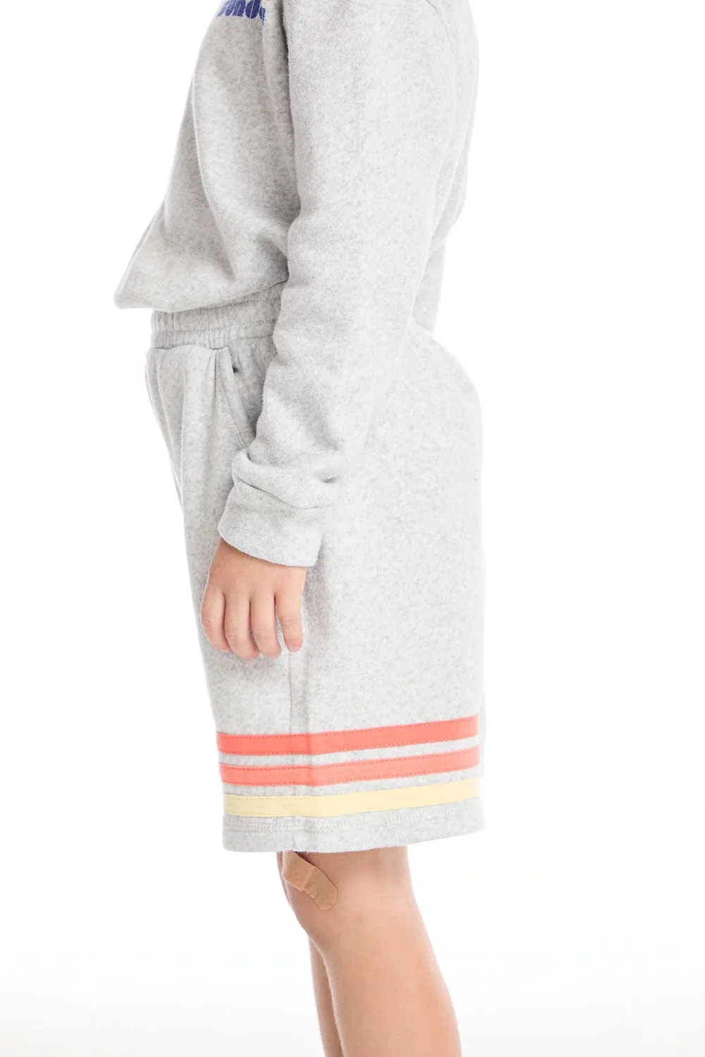 Cozy Beach Heather Grey Boys Short with Strappings