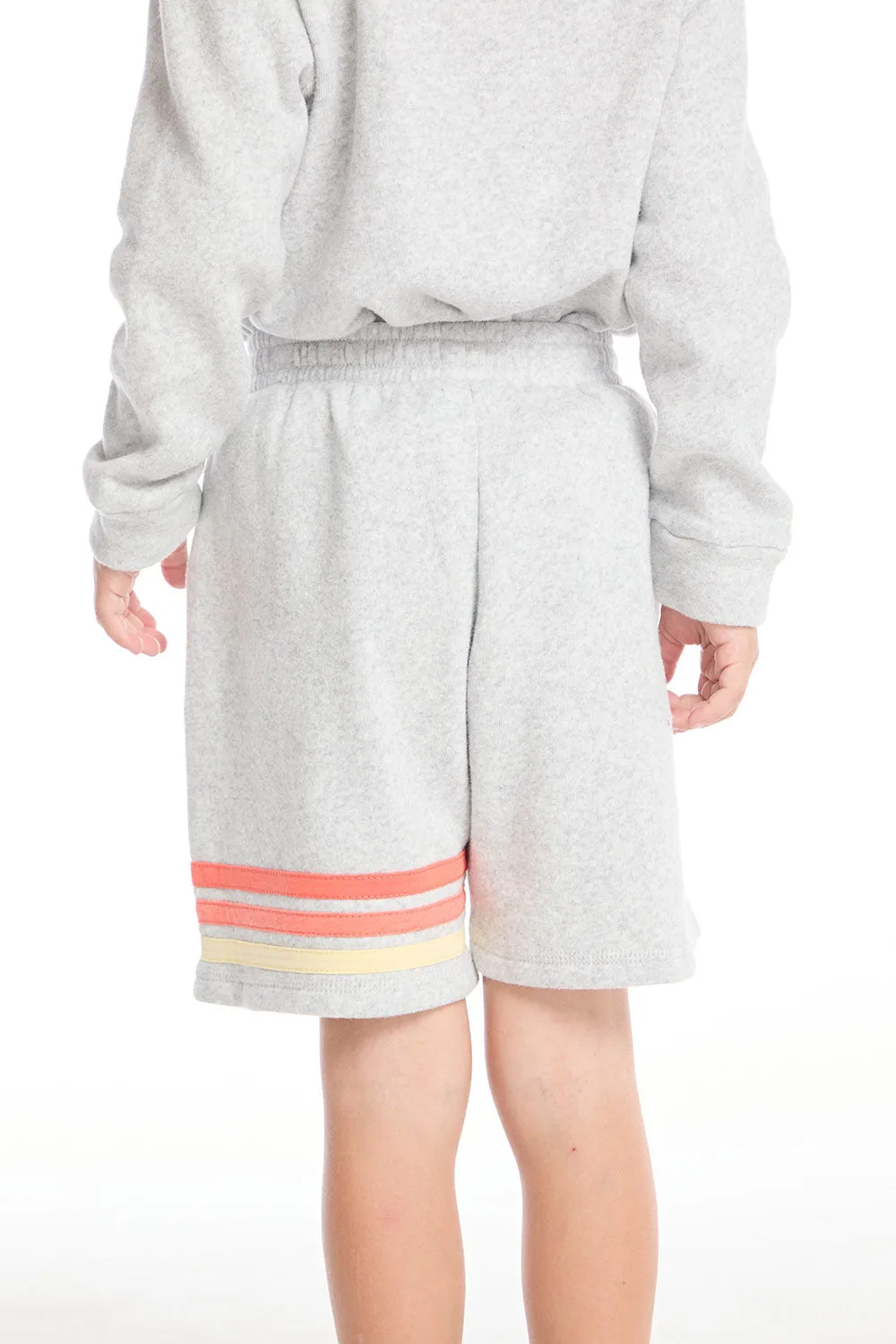 Cozy Beach Heather Grey Boys Short with Strappings