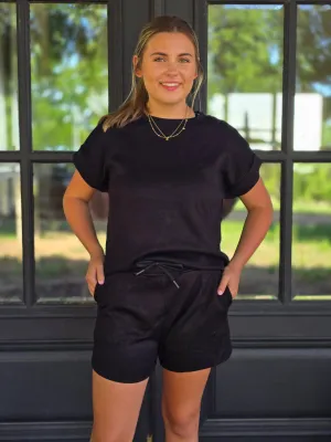 Cozy black short set