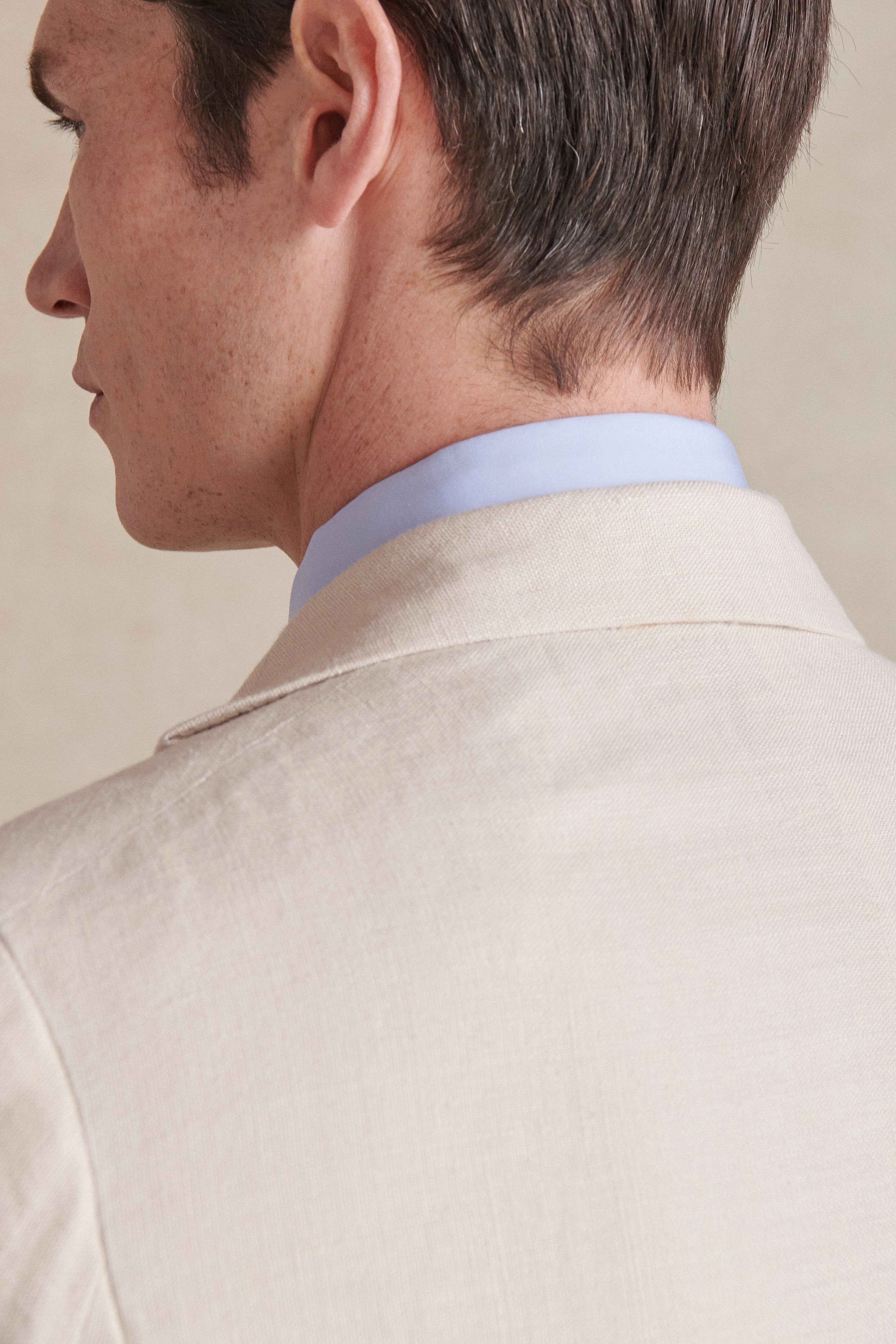 Cream Single Breasted Linen Jacket