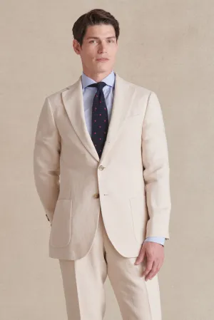 Cream Single Breasted Linen Jacket