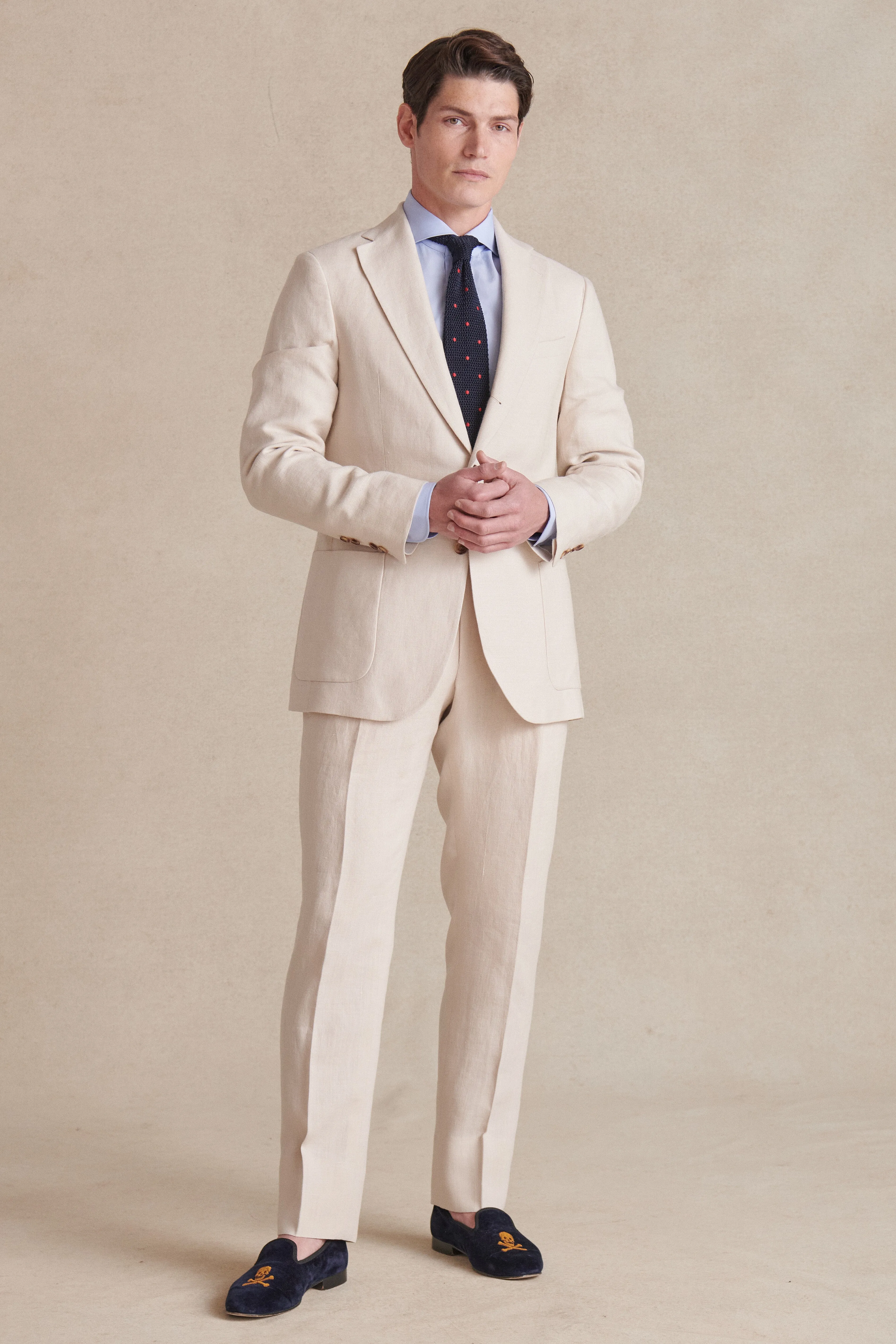 Cream Single Breasted Linen Jacket